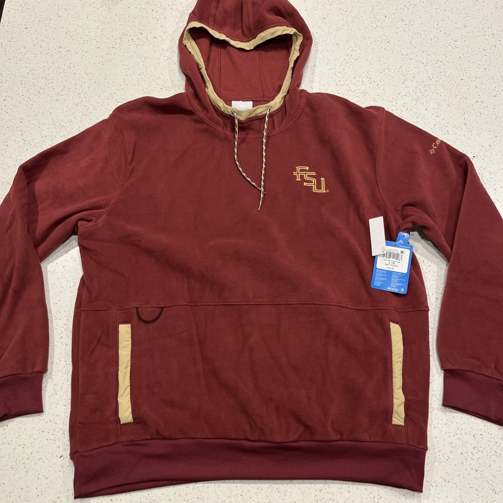 NEW Columbia FLORIDA STATE FSU Flanker Fleece Pullover Hoodie Sz Large